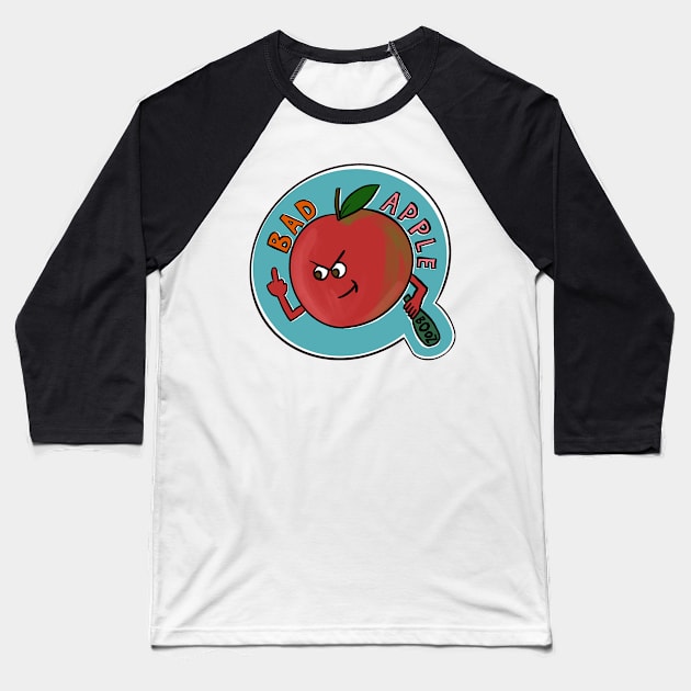 Bad Apple Baseball T-Shirt by Katsillustration